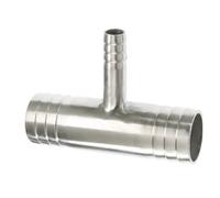 DeVow 6 8 10 12 14 16 19 20 25 32 38-51mm Hose Barb Reducer Tee 3 Ways Splitter 304 Stainless Steel Hosetail Connector Coupler Fitting(16-6-16mm)