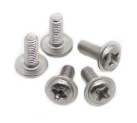 DeVow DIN967 304 Stainless Steel Cross Pan Round Head With Washer Padded Collar Screw Bolt M2 M2.5 M3 M4 M5 M6(3mm,M2 50pcs)