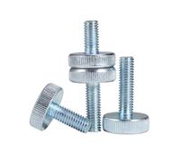 DeVow M3 M4 M5 M6 M8 M10 Galvanized Carbon Steel Knurl Flat Round Head Hand Tighten Curtain Wall Glass Thumb Screw(M8x18mm-2pcs)