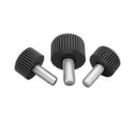 DeVow M4 M5 M6 Thumb Screws Small Round Knurled Plastic Head Carbon Steel Thread Rod Hand Tighten Bolts(M4x12mm 10pcs)