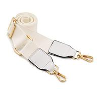 DEVPSISR Wide Shoulder Purse Strap Replacement Adjustable Belt Canvas Bag Crossbody Handbag, Leather Buckle-creamy White, 51inch
