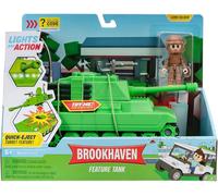 Jazwares Feature Tank DevSeries Brookhaven 7.5in Lights, Treads, Ejecting Turret, 2.75in Figure