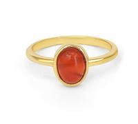 DEVSHINE - Onyx Ring for Women Bright Yellow Plated Brass 8x6mm Oval Stone Bezel Set Light Finger Ring Size 7 US, Ov 8x6mm, Brass, Onyx