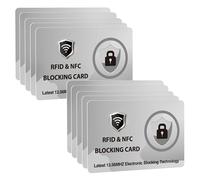 DevTech IT RFID Blocking Cards - 10 Pack Contactless/NFC Bank Card Protectors for Wallets and Purses, Suitable for The Christmas Season - Silver Grey