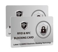 DevTech IT RFID Blocking Cards - 2 Pack Contactless/NFC Bank Card Protectors for Wallets and Purses, Suitable for The Christmas Season - Silver Grey