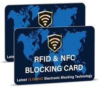 DevTech IT RFID Blocking Cards - 2 Pack Contactless/NFC Bank Card Protectors for Wallets and Purses, Suitable for The Christmas Season - Blue