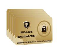 DevTech IT RFID Blocking Cards - 5 Pack Contactless/NFC Bank Card Protectors for Wallets and Purses, Suitable for The Christmas Season - Golden