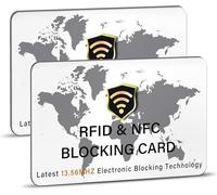 DevTech IT RFID/NFC Blocking Card 2 Pack, Credit/Debit Card Protector, Contactless Protection for Identity Document, Passport, Entire Wallet etc - (White)