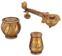 Devyom Sitar and Tabla Dugi Set Statue, Yellow, 14 inch