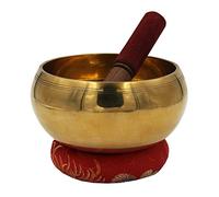 Devyom Tibetan Extra Large Heavy Meditation Ring Gong Hammer Mark Singing Bowl With Mallet and Silk Cushion