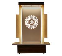 Devyom Wooden Temple White LED Light for Home and Office|Home Temple|Puja Mandir|Wall Hanging & Table Top Home Mandir White Brown (18X12X10 IN)