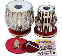 Devyoms Tabla Set, 3Kg Designer Chromed Copper Bayan, Sheesham Dayan Tabla, Professional Delhi Tabla Drums, Padded Bag, Book, Hammer, Cushions & Cover