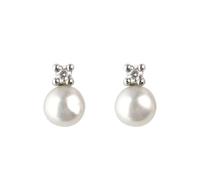 DEW 4mm Freshwater Pearl CZ Stud Earrings - Sterling Silver, Great for Gifting, Freshwater Pearl Detail, Modern Everyday Elegance
