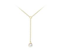 Dew 6mm Shell Pearl Gold Plated Lariat 18" Necklace 93104GSH - - Gold Plated