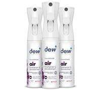 Dew Air Deodoriser Spray 300ml - 3 Pack - 100% Natural Odour Eliminator & Antibacterial Freshener for Home, Fabric, Car & Bathroom, Eco-Friendly Air Freshener Spray, Hypoallergenic