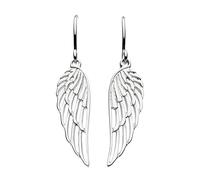 DEW Angel Wings Drop Earrings - Sterling Silver, Textured 3D Detail, Great for Gifting