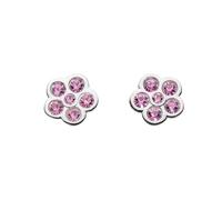 DEW Aqua Crystal Flower Stud Earrings - Sterling Silver, Floral Inspired Jewellery, Sleek Minimal Form, Great for Gifting (Purple)