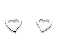 DEW Asymmetric Open Heart Stud Earrings - Sterling Silver, Simple and Classic Design, Subtle Style, Great Gift Idea for Women and Girls