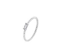 Dew Baguette Zirconia Mini Beaded Ring 1886CZ - Exclusive Design - Size Q - Sterling Silver / Zirconia