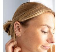 Dew Beaded Gold Plated 12mm Huggie Hoop Earrings 67712GD - - Sterling Silver / Zirconia