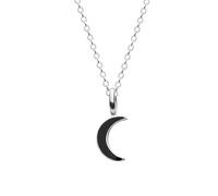Dew Black Enamel Crescent Moon Pendant 94871BKE - Sterling Silver