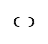 Dew Black Enamel Crescent Moon Stud Earrings 44871BKE - Elegant - Sterling Silver