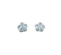 Dew Blue Aqua Crystal Flower Stud Earrings 3245BCR - Classic Look | - Sterling Silver