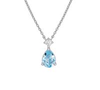 Dew Blue Topaz and Zirconia Teardrop 18" Necklace 92931BTC - Sterling Silver / Zirconia