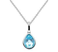 Dew Blue Topaz Teardrop Pendant 18" Necklace - Sterling Silver, Something Blue, Classic and Demure Style, Subtle Sparkle
