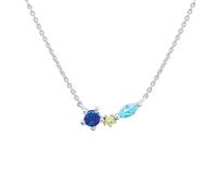 Dew Blue Zirconia Trio 18" Necklace 93235BLZ - Bold Statement | - Sterling Silver / Zirconia