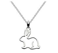 Dew Bunny Rabbit Pendant 18" Necklace - Sterling Silver, Cute and Fun Animal Outline Pendant, Gift Idea