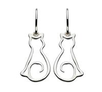 Dew Sterling Silver Pussy Cat Drop Earrings 6046HP014