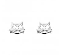 Dew Sterling Silver Dinky Whiskers Feline Face Stud Earrings 4855HP