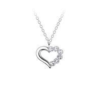 Dew Clear Crystal Heart 18" Necklace 95867CC - Sterling Silver