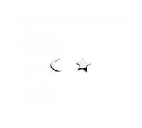 Dew Crescent Moon and Star Stud Earrings 4766HP - Refined - Sterling Silver