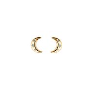 Dew Crescent Moon Studs in Gold Plate - Sterling Silver / Zirconia / Gold Plated