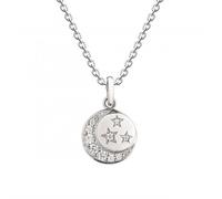 Dew Disk with Moon and Stars Zirconia Pendant 9442CZ - Modern Style - Sterling Silver