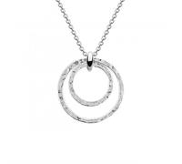 Dew Double Hammered Circle Pendant 96911HP - Classic Look | Acotis - Sterling Silver