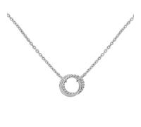 Dew Double Open Circle Rope Twist 18" Necklace 95532HP - Elegant - Sterling Silver