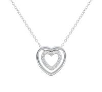Dew Double Open Heart Necklace 18" - Sterling Silver / Zirconia