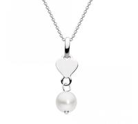 Dew Elegant Pearl Heart Charm Pendant - Sterling Silver / Pearl