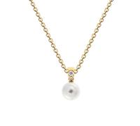 Dew Elegant Pearl Pendant with Gold Plate - Sterling Silver / Zirconia / Gold Plated / Pearl