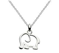 Dew Elephant Pendant 18" Necklace - Sterling Silver, Cute and Fun Animal Outline Pendant, Gift Idea