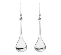 DEW Elongated Teardrop Earrings- Sterling Silver, Organic Shape, Modern and Stylish Statement Drop Earrings (with gift box)