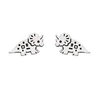 Dew Girls Sterling Silver and Oxidised Triceratop Stud Earrings, 4546OX