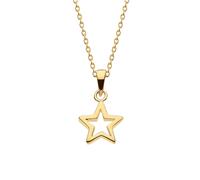 Dew Gold Plated Open Star Pendant 18" Necklace - Gold Plated Sterling Silver, Celestial Style, Gift Ideas for Girls and Women
