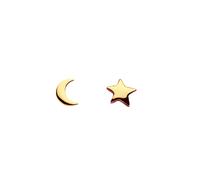 Dew Gold Plate Crescent Moon and Star Studs 4766GD - Signature - Sterling Silver / Gold Plated