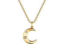 Dew Gold Plate Crescent Moon Pendant - Sterling Silver / Zirconia / Gold Plated