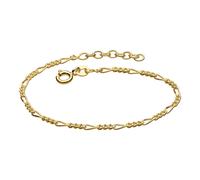 Dew Gold Plate Figaro 7" Bracelet 76818GD - Elegant Styling | - Sterling Silver / Gold Plated