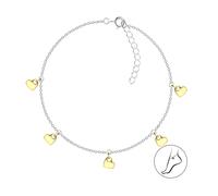 Dew Gold Plated Detail Heart Charm Station 10" Anklet 82617GD - - Gold Plated
